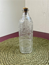 VTG. Phenix Ovale Nurser Non Rolling Clear Embossed Glass Baby Milk Bottle 8oz