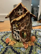 Blue Sky- Heather Goldmine Happy Thanksgiving House Candle Tea Light Holder