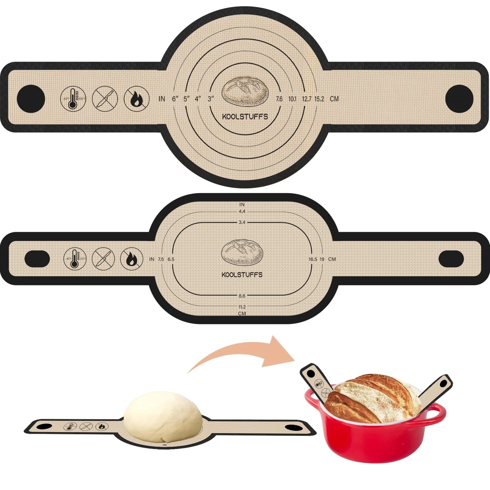 Silicone Bread Sling for Dutch Oven, 2 PCS Non-Stick & Easy Clean Reusable Si...