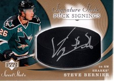 2007-08 Sweet Shot Signature Shots Puck Signings #SSPBE Steve Bernier - HKY