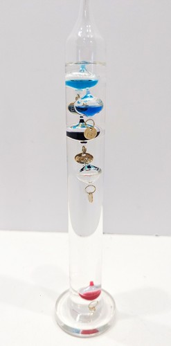 Galileo Glass Thermometer Temperature Gauge Colorful Floating Bulbs 12" Tall