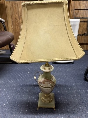 Vintage Alabaster Or Onyx Lamp With Brass Base Like 100 Plus Years Old