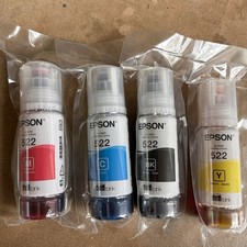 Genuine Epson 522 Ink Bottles 4 Pack Epson Ecotank Black Cyan Yellow Magenta New