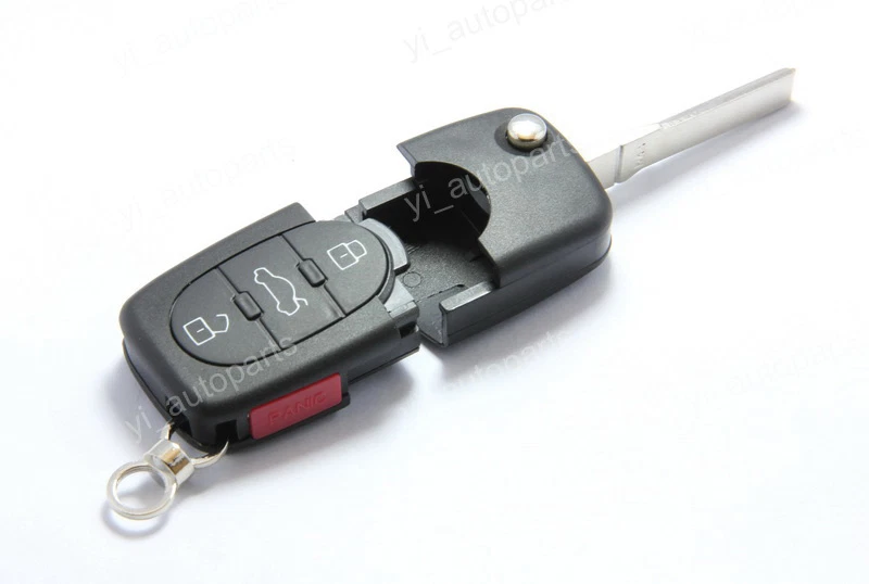 Funda Carcasa Llave Plegable Abatible Control Remoto 4 Botones Para Audi A4 A6 A8 TT 3+1 Pánico Foto 2 de 4