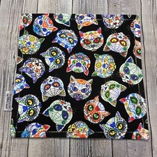 EDC HANK W/MICROFIBER BACK 8  - CRYSTAL SUGAR SKULLS CATS HANDKERCHIEF