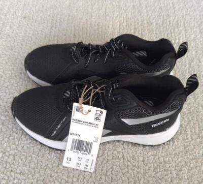 Reebok Boy's Durable XT Running Shoe Black Silver Metallic White 13 Little Kid