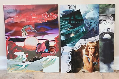 LOVER'S BAY コラージュアート Surreal Collage Art Trio - 11x14 - Surfing Beach Ocean Retro
