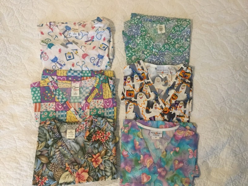 Scrubs Tops Assorted Brands. Lot of 6.  Small