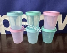 Tupperware Tupper Mini Midgets Container 2oz Set 6 Macaron Color Pink Teal Blue