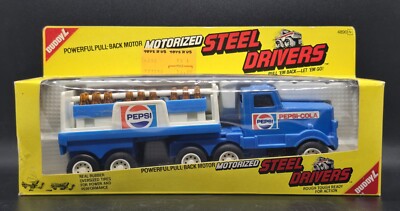 NOS 1987 Buddy L Motorized Pull Back Steel Driver Pepsi-Cola Trailer 4890N 