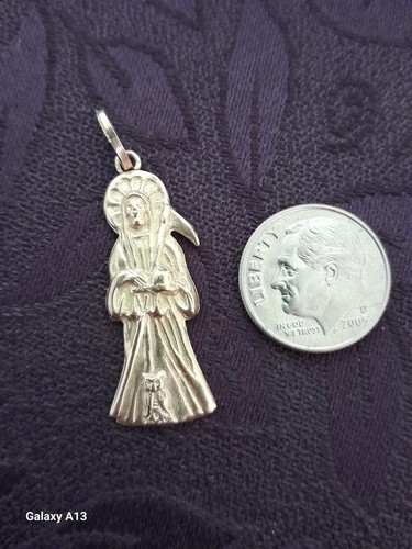 10K GOLD SANTA MUERTE PENDANT 1.5"