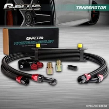 Universal Aluminum 10 Row 10AN Engine Oil Cooler + Filter Adapter Hose Kit