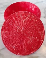 Vintage MCM Mid-Century Sewing Container Red Plastic Hoomer Mfg Co