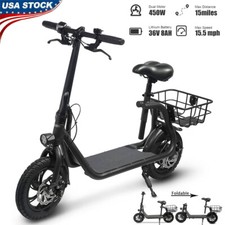 Sports Electric Scooter Adult with Seat Basket 450W Electric Bike For Commuter