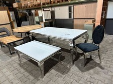 Esstisch aus poliertem Edelstahl Chrom weiß Hochglanz Breite 160 cm oder 180 cm