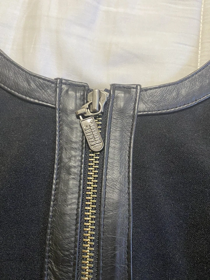 Harley Davidson Womens Black Leather Bustier Bra Top Zip Up Size 30/2 W - Image 4 of 4