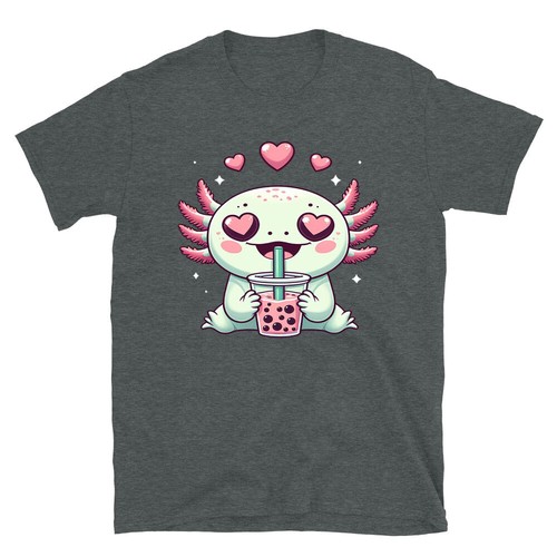 Bubble Boba Tea Kawaii Axolotl T-shirt - Novelty Anime Cute Graphic Tee - Picture 14 of 70