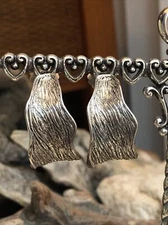 Vintage Hagit Gorali HG 925 Sterling Textured Wide Hoop Earrings 16.5g, 1"