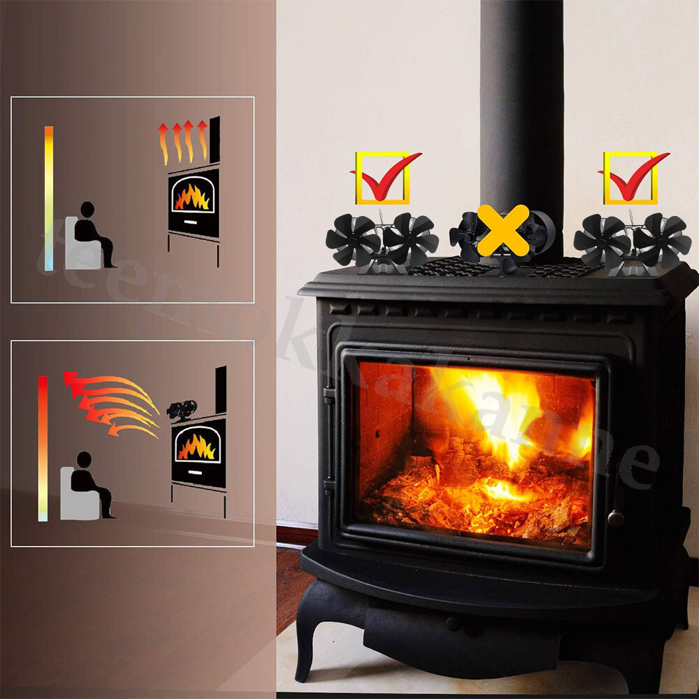 12 blade Stove Fan Eco Heat Powered for Wood Log Burner Double Stove Fan  Twin | eBay