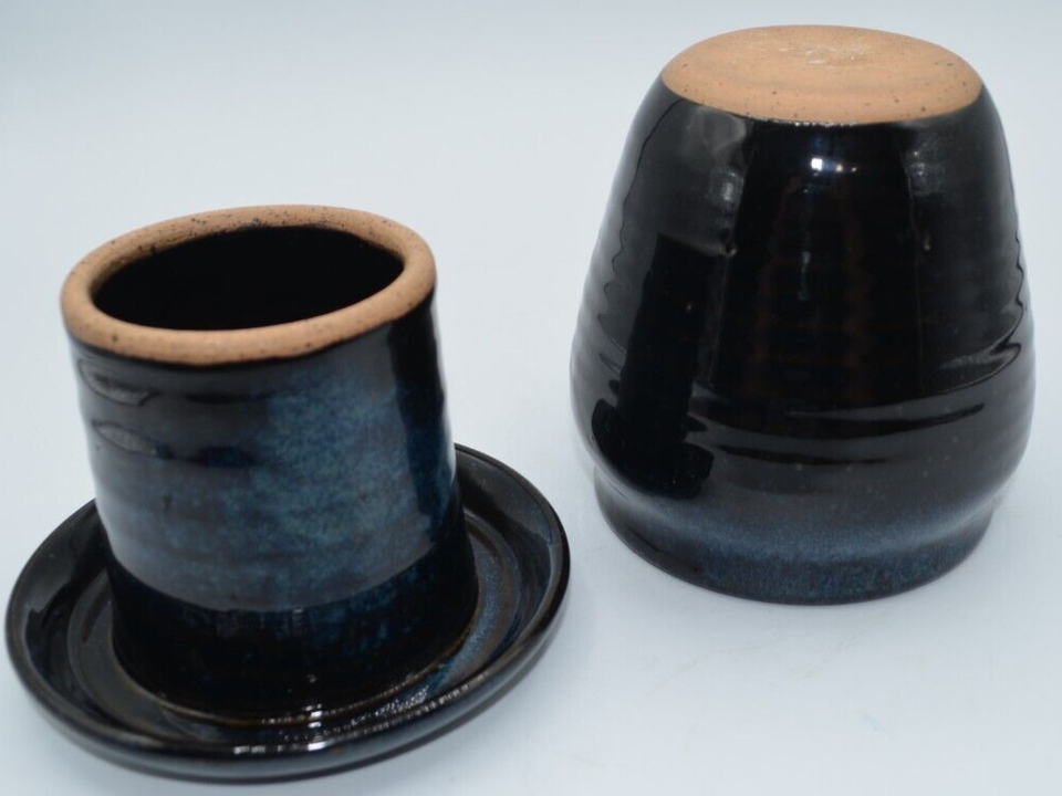 Vintage Bristow Pottery N. C. Art Pottery, Blue Speckle Butter Bell eBay