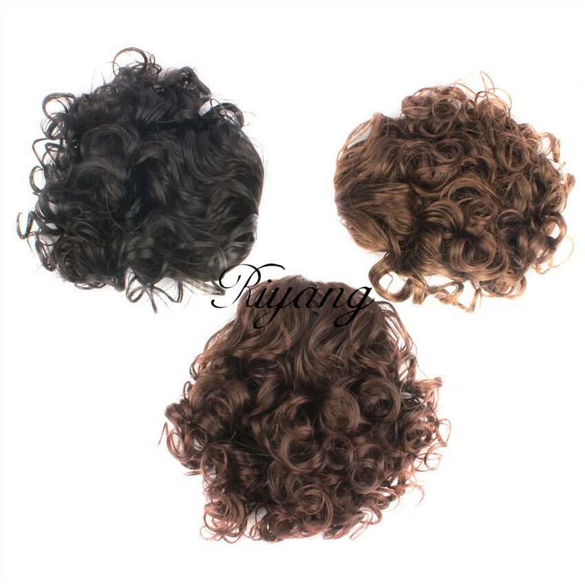 Hair Bun Medium Long Curly Short Ponytail Extensions Drawstring Hairpiece Black - Image 4 of 4