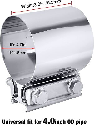 POSENG 4" Stainless Steel Butt Joint Exhaust Clamp – T-304, 2-Piece Set