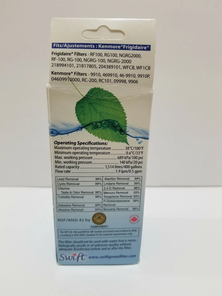 Filtro de refrigerador Swift Water Green Filters WFCB-SW para Frigidaire y Kenmore Foto 3 de 4