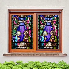 3D Parents Baby A756 Window Film Print Sticker Cling Stained Glass UV Sinsin