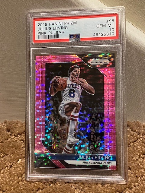 2018 Panini Prizm Julius Erving Pink Pulsar PSA 10 #95 AWESOME /42 Card POP 1