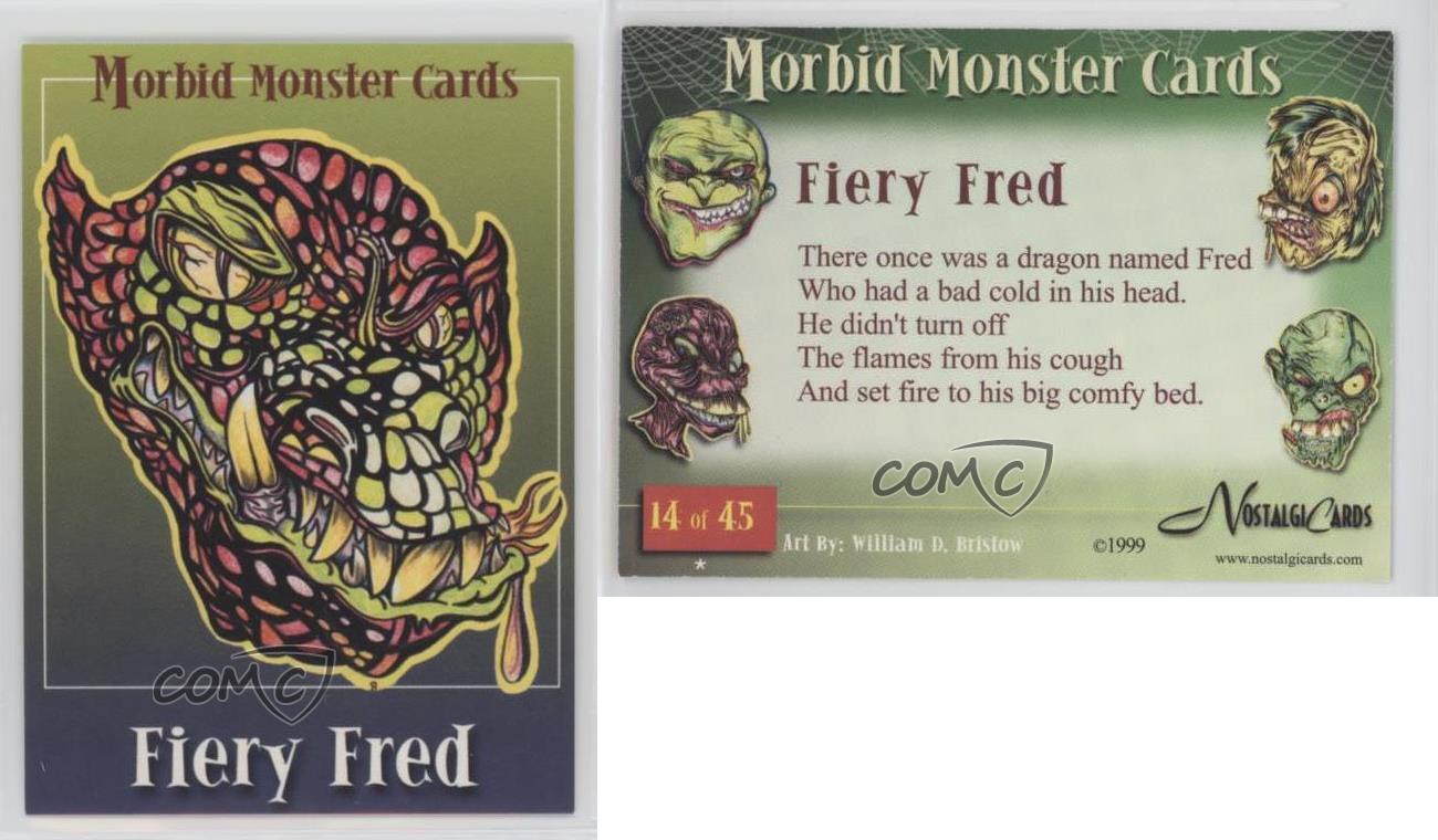 1999 NostalgiCards Morbid Monster Cards Fiery Fred #14 1l2 - Picture 3 of 3