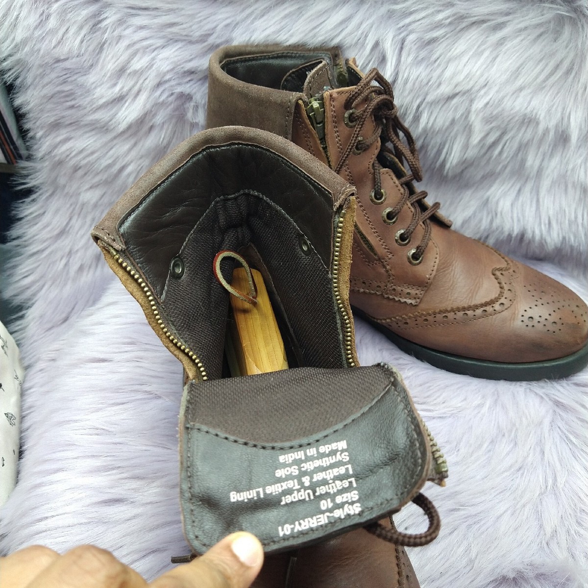 Windsor Brown Leather Lace Up Side Zip Wing Tip Chukka Ankle Boots Mens Sz 10 Windsor Leather Lace Up Side Zip Wing Tip Chukka Ankle Boots  main image 4