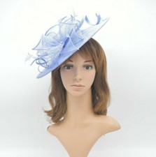 MF681 Periwinkle Blu KentuckyDerby Wedding Church Easter Race Sinamay Fascinator