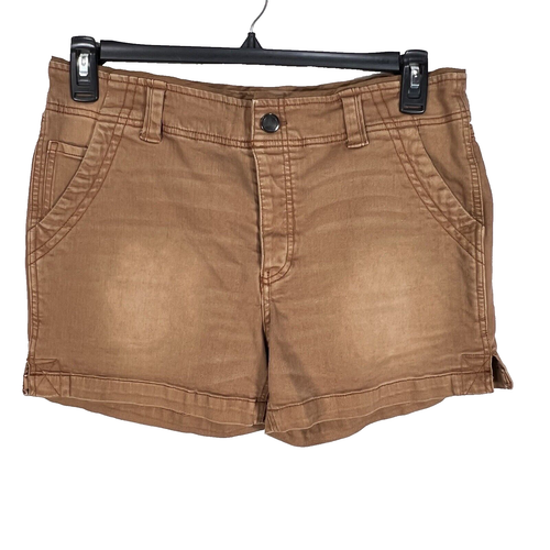 Free People Denim Shorts Womens 8 Brown Button Fly 10" Rise High Waist