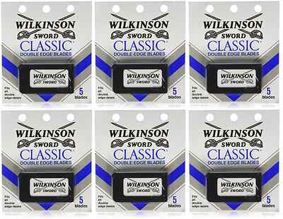Wilkinson Sword Classic Double Edge Safety Razor Blades - 5 Blades (6 Pack)