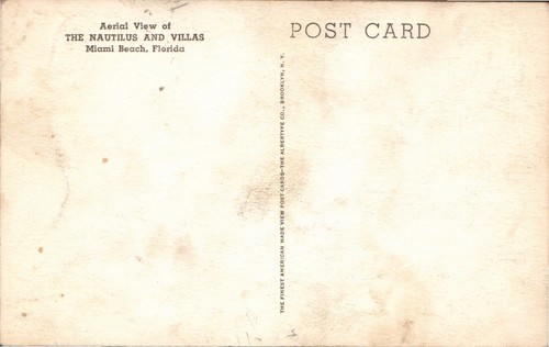 Miami Beach, FL Aerial View of The Nautilus and Villas Postcard Unposted - Picture 2 of 2