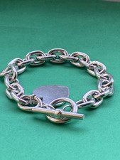 925 Sterling Silver Bracelet With Oval Links & A Heart Charm 57.71 grams , used