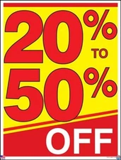 P40UTF Window Sale Sign Posters 25" x 33" Retail Business 20%-50% Off Discount