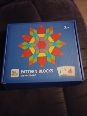 Wooden Pattern Blocks Set 155 PCS Montessori Tangram Geometric Shape Puzzle USA