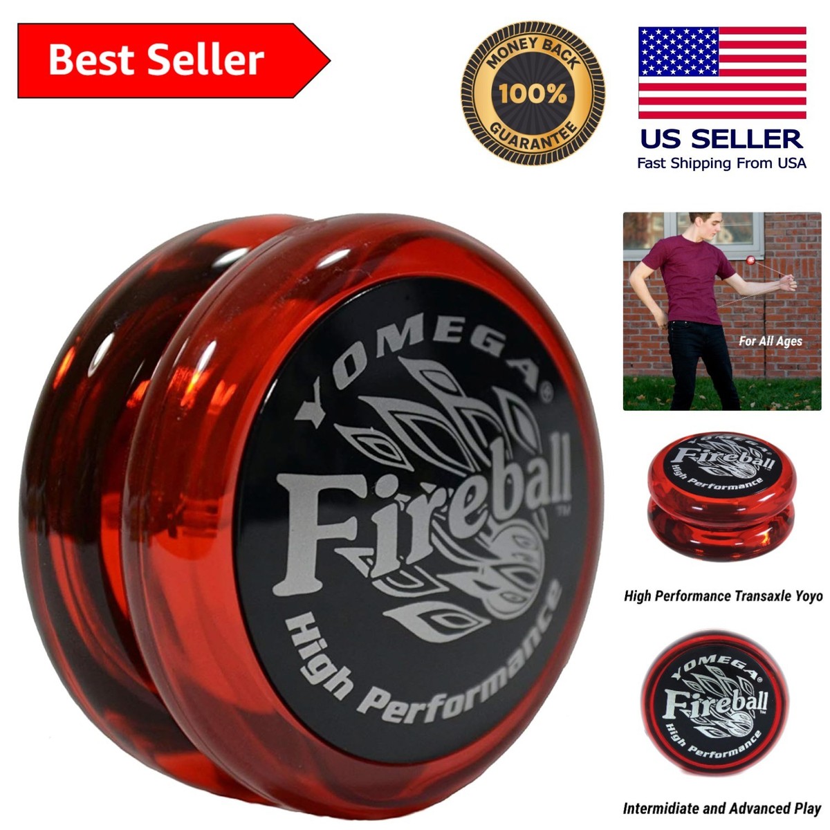 Yomega Fireball YoYo: Durable Red/Black Design for Pro-Level Trick