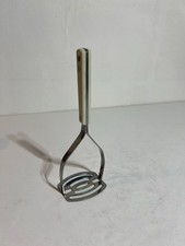 Vintage Ace Stainless Steel Potato Masher White Riveted Handle 9.5" Made in USA