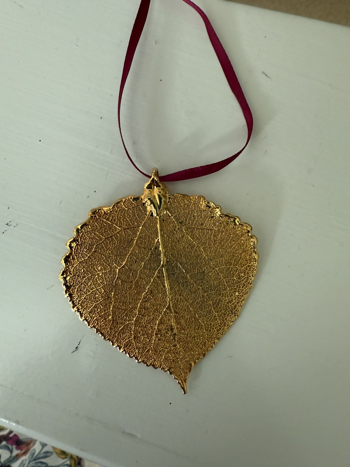 Vintage Estate Gold Dipped Plated Real Aspen Leaf… - image 2