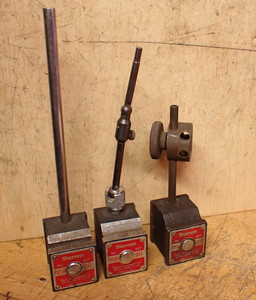 3 OLDER STARRETT NO. 657 MAGNETIC DIAL INDICATOR STANDS MACHINIST TOOLING