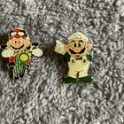 (2) Vintage 1988 Nintendo Lapel Pins Marion Motorcycle & Luigi