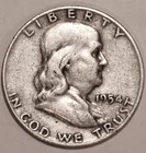 1954-D Franklin Half Dollar - 90% Silver - Circulated - Very Fine - #3964EB