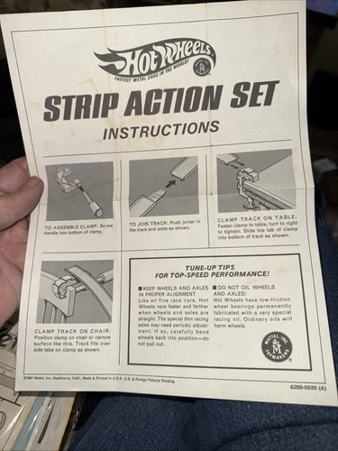 Hot Wheels 1967 Strip Action Set Instructions Sheet * Redline Era