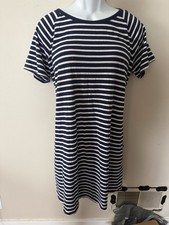 Michael Kors Striped T Shirt Dress Blue White Gold Embellished MK Size Large XL