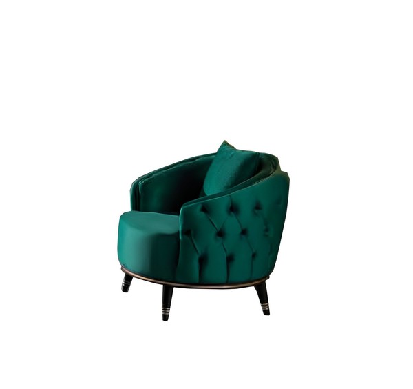 GrüNer Chesterfield Sessel Rundsessel Wohnzimmer Lehnsessel Einsitzer-image