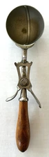 Antique Dover Slicer Ice Cream Scoop #10 Dual Lever Sling Blade Wood Handle
