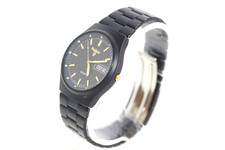 Vintage PULSAR Watch Black PVD Rare Grid Dial...