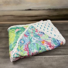 Pottery Barn Kids Lilly Pulitzer Party Patchwork Baby Quilt Mono Removed Read OB